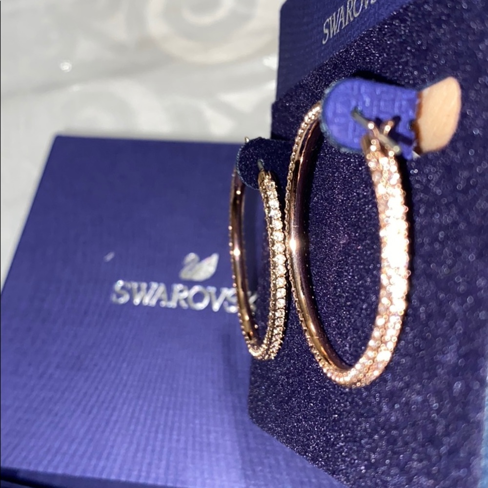 Swarovski Rose Gold Hoops - Picture 4 of 5